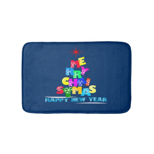 Merry Christmas Happy New Year Bath Mat (Front)