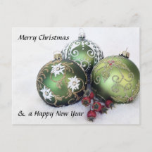 Merry Christmas & Happy New Year bauble Postcard