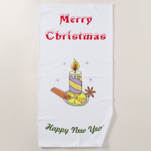 Merry christmas Happy New Year Beach Towel