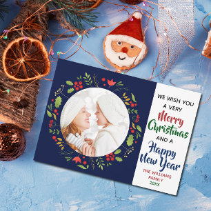 Merry Christmas Happy New Year Beautiful Photo Holiday Card