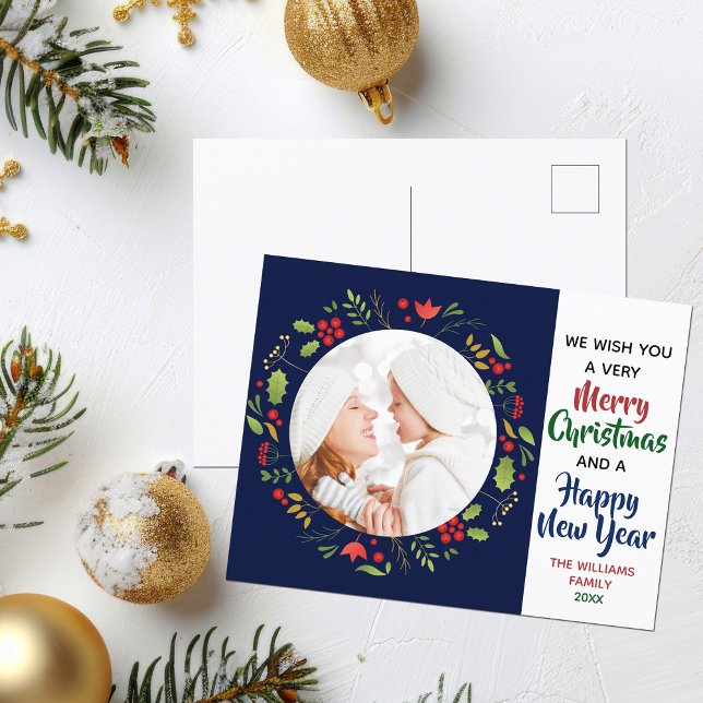 Merry Christmas Happy New Year Beautiful Photo Postcard (Creator Uploaded)