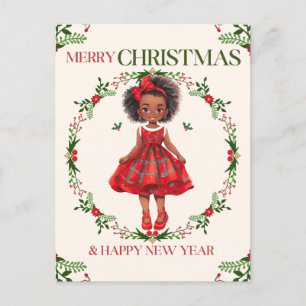 Merry Christmas & Happy New Year Black Girl Magic Postcard