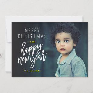 Merry Christmas, Happy New Year, Bold photo card