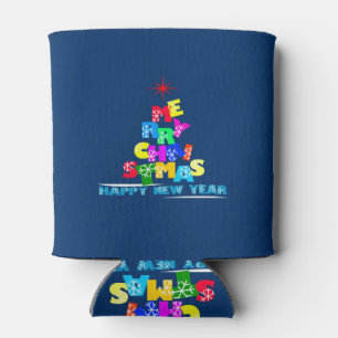 Merry Christmas Happy New Year Can Cooler