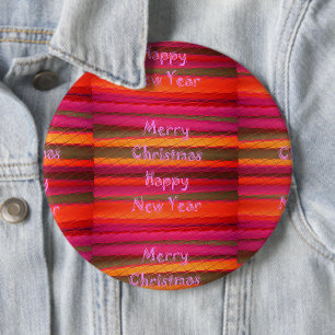 Merry Christmas Happy New Year Canvas Colour Desig 6 Cm Round Badge