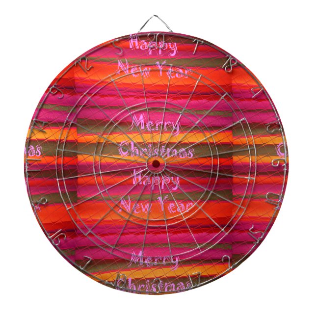 Merry Christmas Happy New Year Canvas Colour Desig Dartboard (Front)