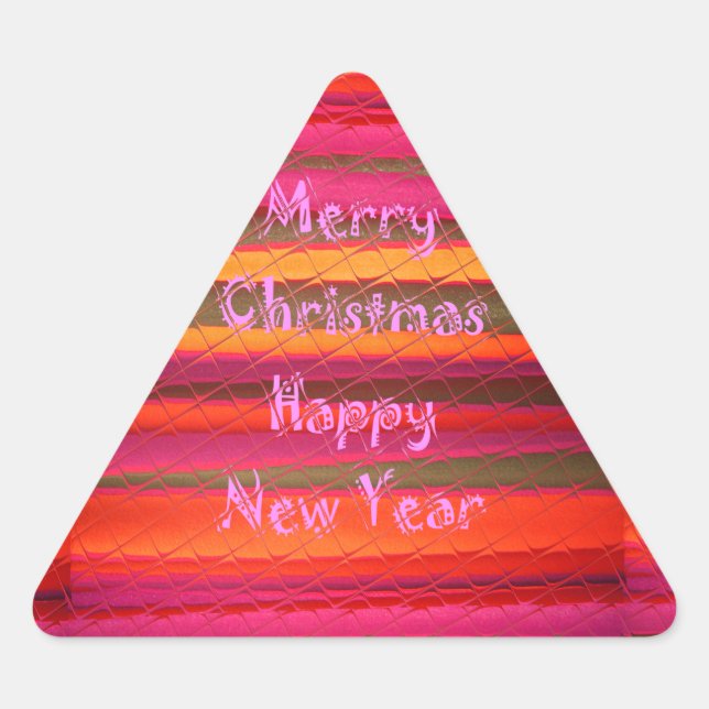 Merry Christmas Happy New Year Canvas Colour Desig Triangle Sticker (Front)