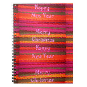 Merry Christmas Happy New Year Canvas Colour Notebook