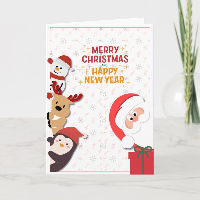 Merry Christmas & Happy New Year Card with Gifts (Front)