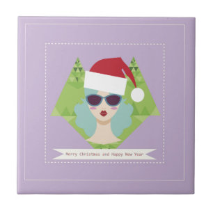 merry christmas happy new year ceramic tile