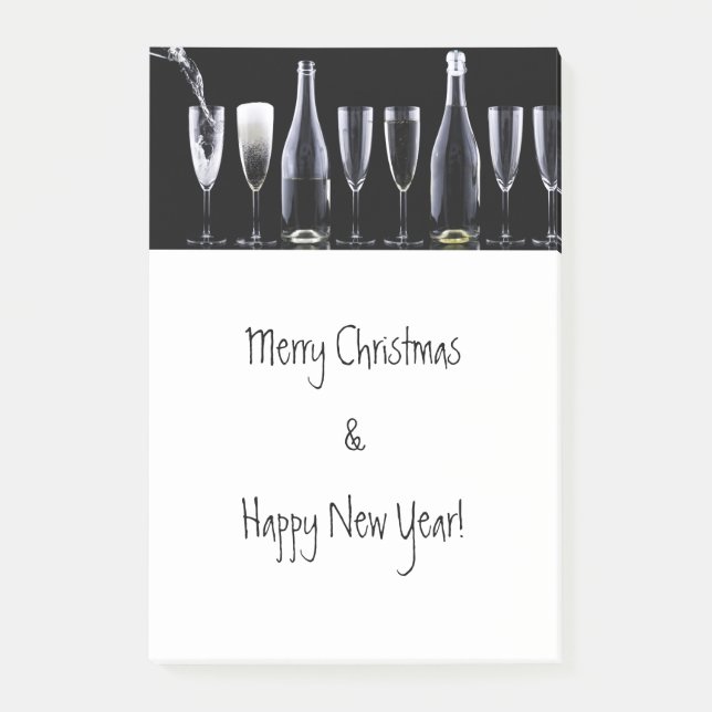 Merry Christmas & Happy New Year, Champagne Wine Post-it Notes (Front)