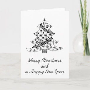 Merry Christmas Happy New Year Christmas Tree Holiday Card