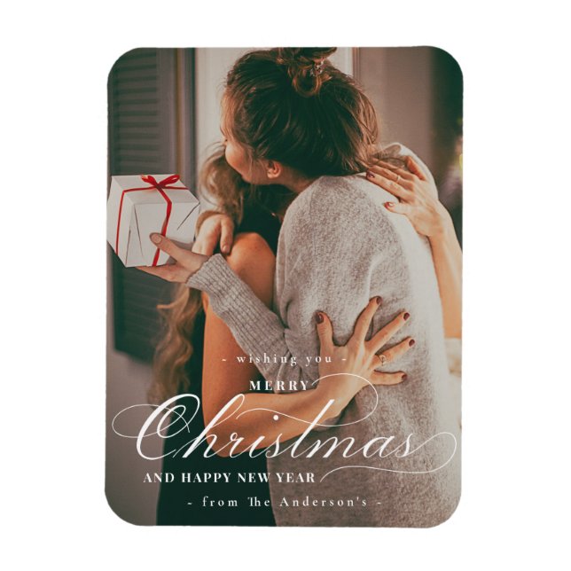 Merry Christmas Happy New Year Classic Custom Magn Magnet (Vertical)