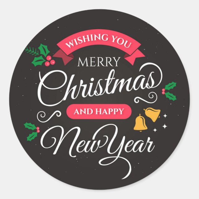 Merry Christmas & Happy New Year Classic Round Sticker (Front)