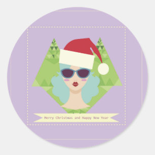 merry christmas happy new year classic round sticker