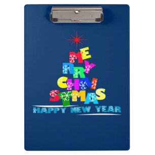 Merry Christmas Happy New Year Clipboard