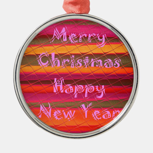 Merry Christmas Happy New Year Collection Metal Ornament (Front)