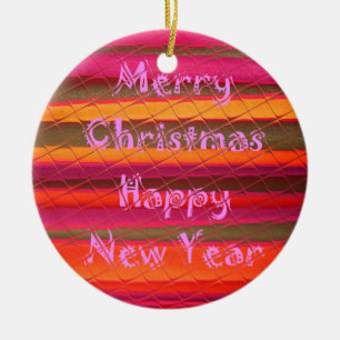 Merry Christmas Happy New Year Colour Design Ceramic Tree Decoration