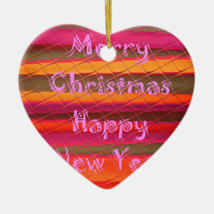 Merry Christmas Happy New Year Colour Design Ceramic Tree Decoration
