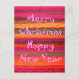 Merry Christmas Happy New Year Colour Design Holiday Postcard