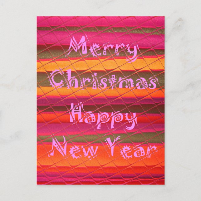 Merry Christmas Happy New Year Colour Design Holiday Postcard (Front)