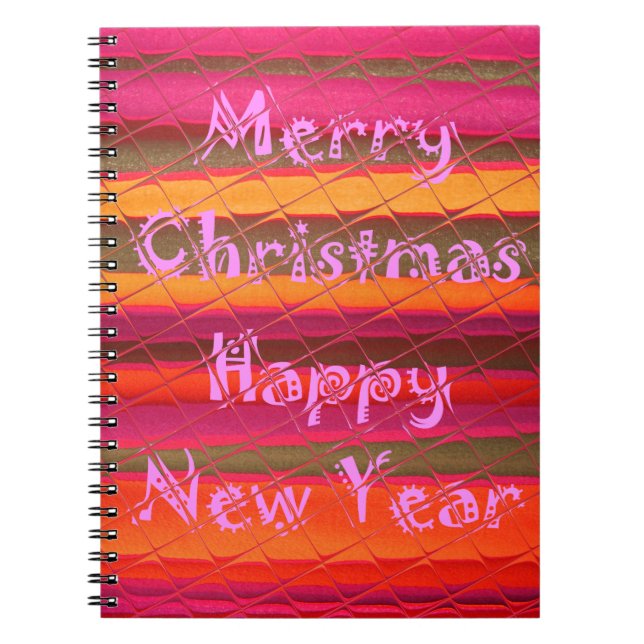 Merry Christmas Happy New Year Colour Design Notebook (Front)