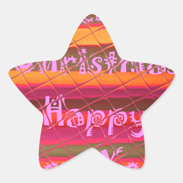 Merry Christmas Happy New Year Colour Design Star Sticker (Front)