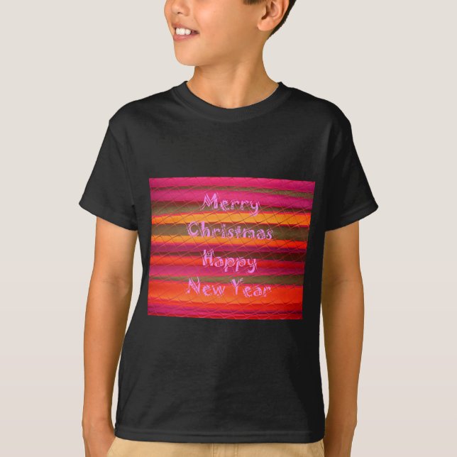 Merry Christmas Happy New Year Colour Design T-Shirt (Front)