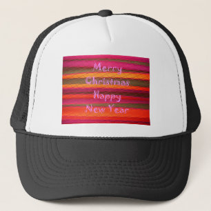 Merry Christmas Happy New Year Colour Design Trucker Hat
