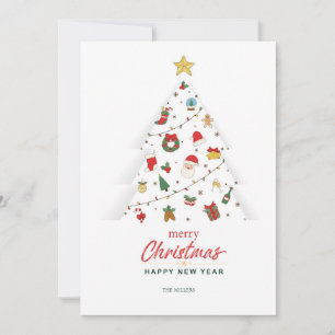 Merry Christmas Happy New Year Cute Christmas Tree Invitation