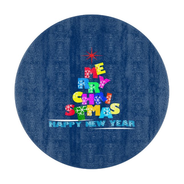 Merry Christmas Happy New Year Cutting Board (Front)