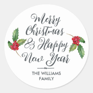 Merry Christmas Happy New Year Envelope Seal