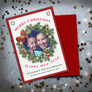 Merry Christmas Happy New Year Family Photo Custom Holiday Card