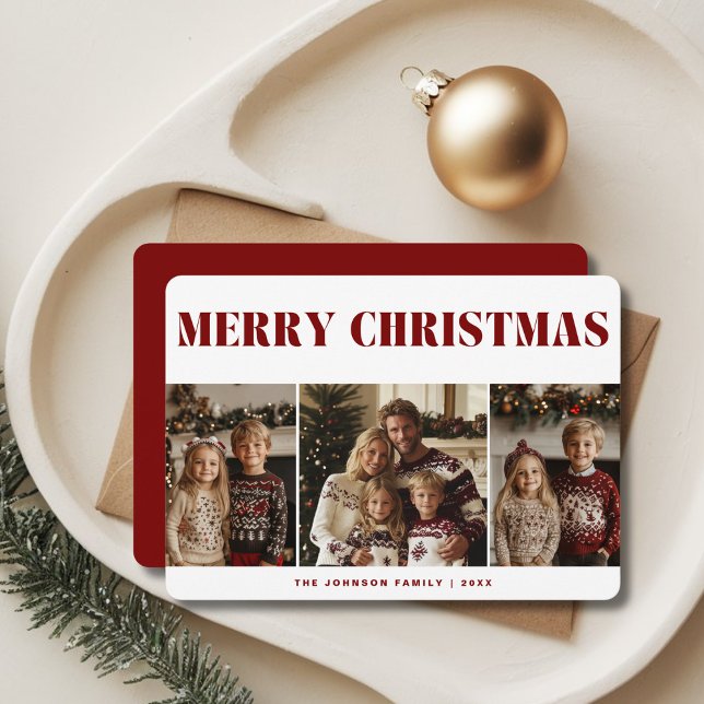 Merry Christmas & Happy New Year Family Photo Red Holiday Card (Creator Uploaded)