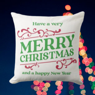 Merry Christmas & Happy New Year Festive Cushion