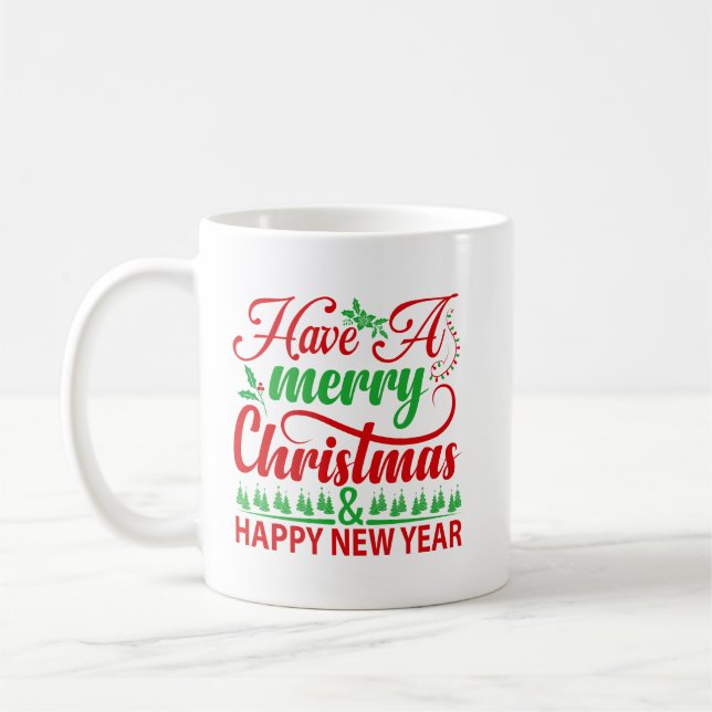 Merry Christmas & Happy New Year | Festive Holiday Coffee Mug (Left)
