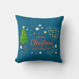 Merry Christmas & Happy New Year   Festive Holiday Cushion