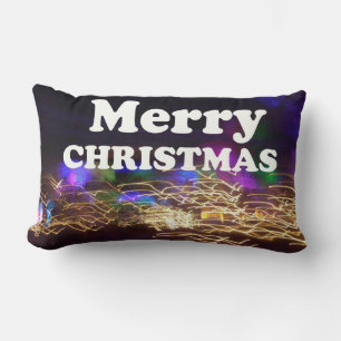 Merry Christmas Happy New Year Fireworks Art Print Lumbar Cushion