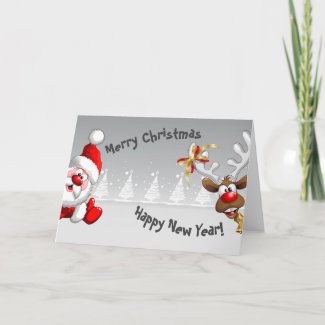 Merry Christmas - Happy New Year - Folded Greeting Card