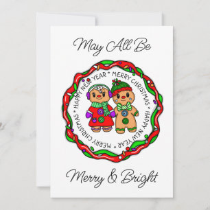 Merry Christmas   Happy New Year   Gingerbread Man Holiday Card