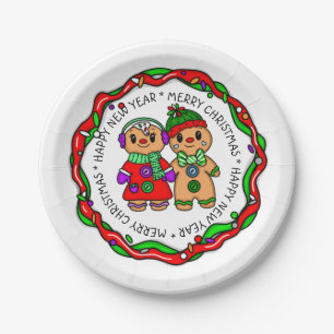 Merry Christmas   Happy New Year   Gingerbread Man Paper Plate