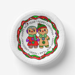 Merry Christmas   Happy New Year   Gingerbread Man Paper Plate