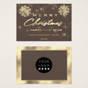 Merry Christmas Happy New Year Gold Favor Card