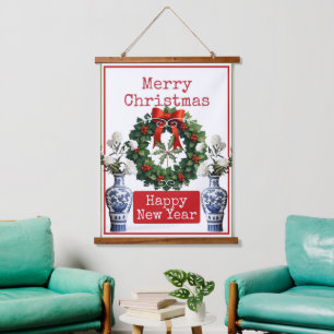 MERRY CHRISTMAS HAPPY NEW YEAR HANGING TAPESTRY