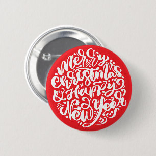 Merry Christmas & Happy New Year Holiday Button