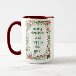 Merry Christmas Happy New Year Holiday Gift Mug