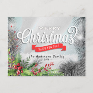 Merry Christmas & Happy New Year Holiday Greetings Postcard