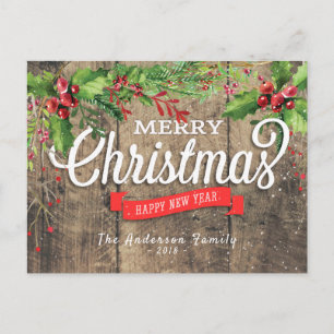 Merry Christmas & Happy New Year Holiday Greetings Postcard