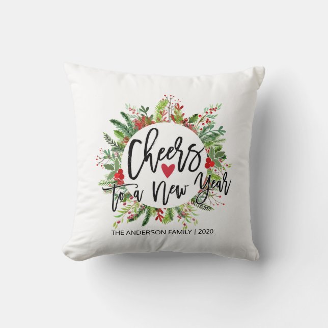 Merry Christmas Happy New Year Holiday Party Photo Cushion (Front)