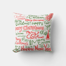 Merry Christmas & Happy New Year Holiday Pillow